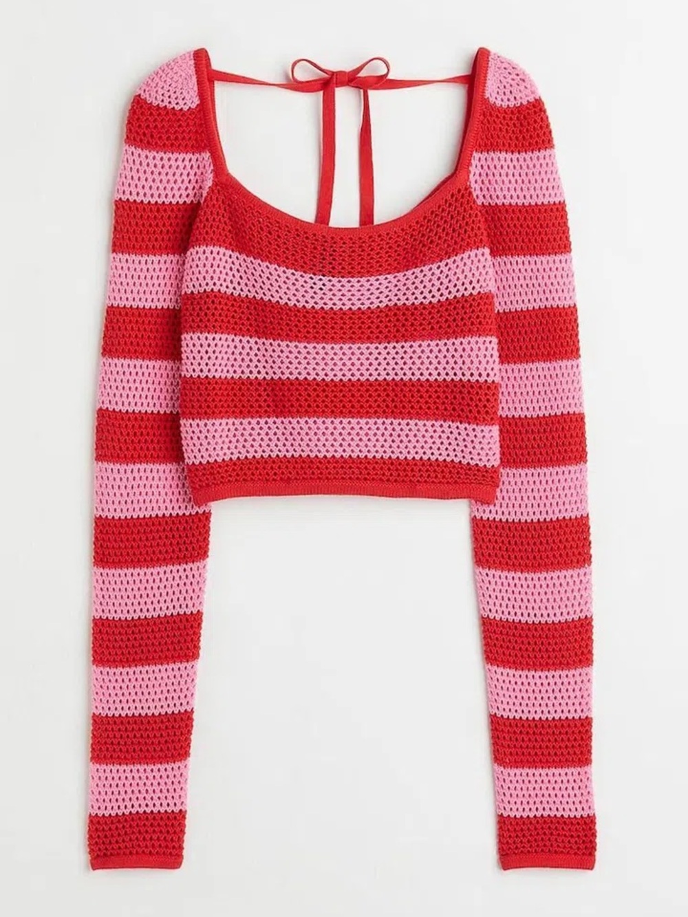 100% Cotton Crochet Crop Top in Red and Pink